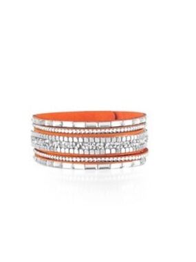 -Paparazzi Rebel In Rhinestones - Orange Bracelet